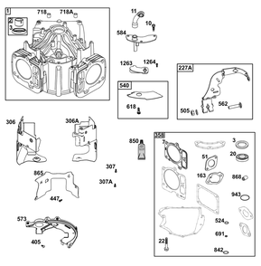 Cylinder Group Diagram and Parts List for 44N877-0020-G1 400000 - 699999 Briggs and Stratton Engine